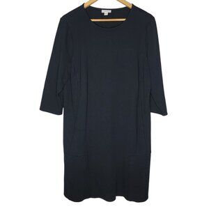 J. Jill Large Ponte Solid Black Women's Long‎ Sleeve Midi Dress L